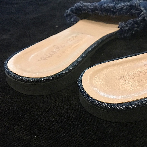 Niccolo Vacari Italy Denim Slip-On Sandals / Flats /Slides - Picture 2 of 9